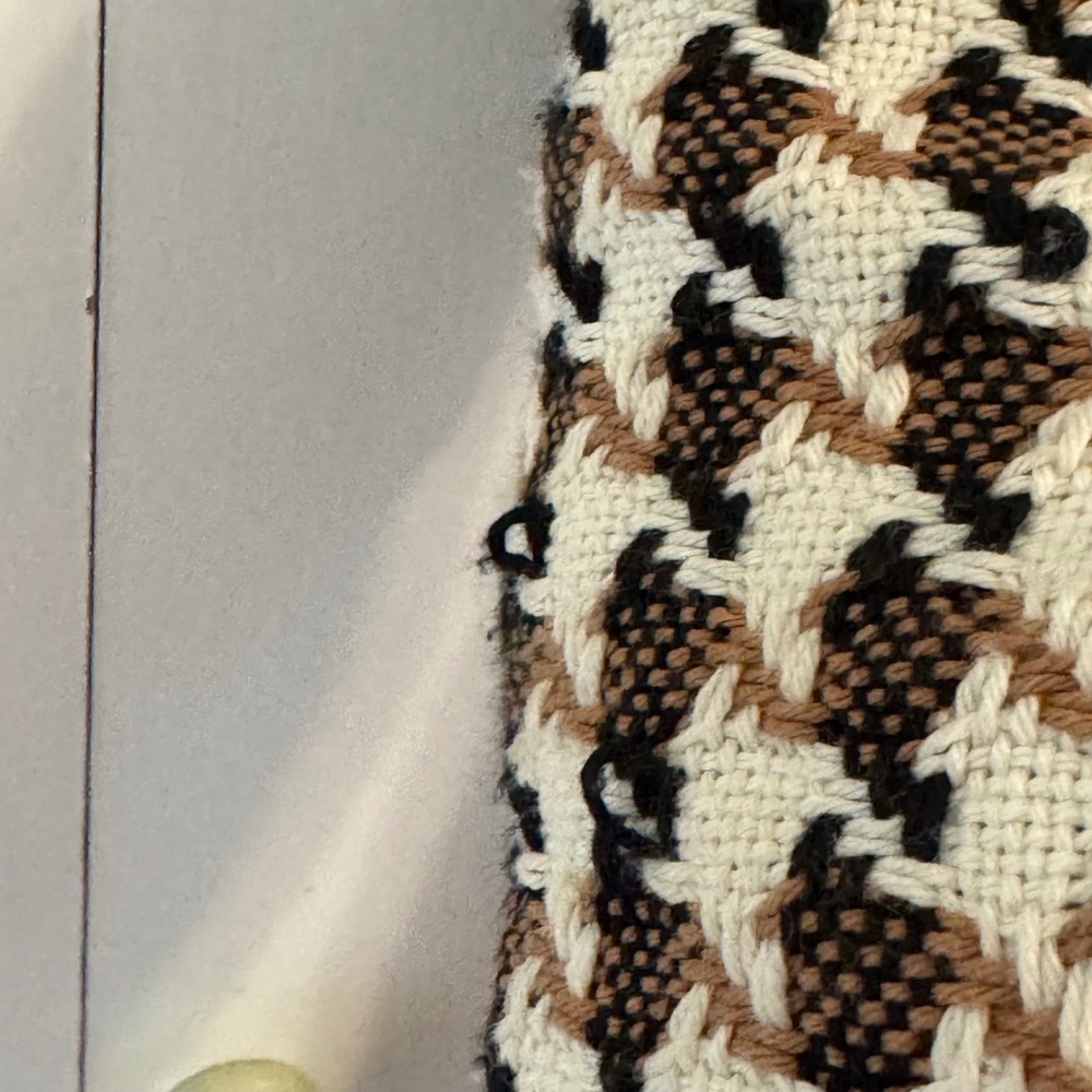 Kasper Womens Houndstooth Blazer Jacket Tan Black Cream Size 6 Open Front Cotton - Picture 8 of 8